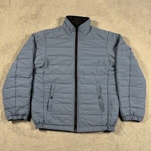 Standard Issue Tees Puffer Jacket Mens Small Reversible Pale Blue Black Full Zip